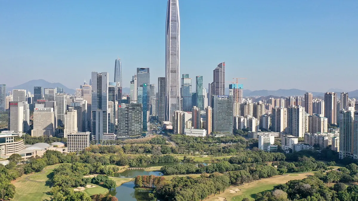 Futian CBD skyline with Ping An Finance Centre