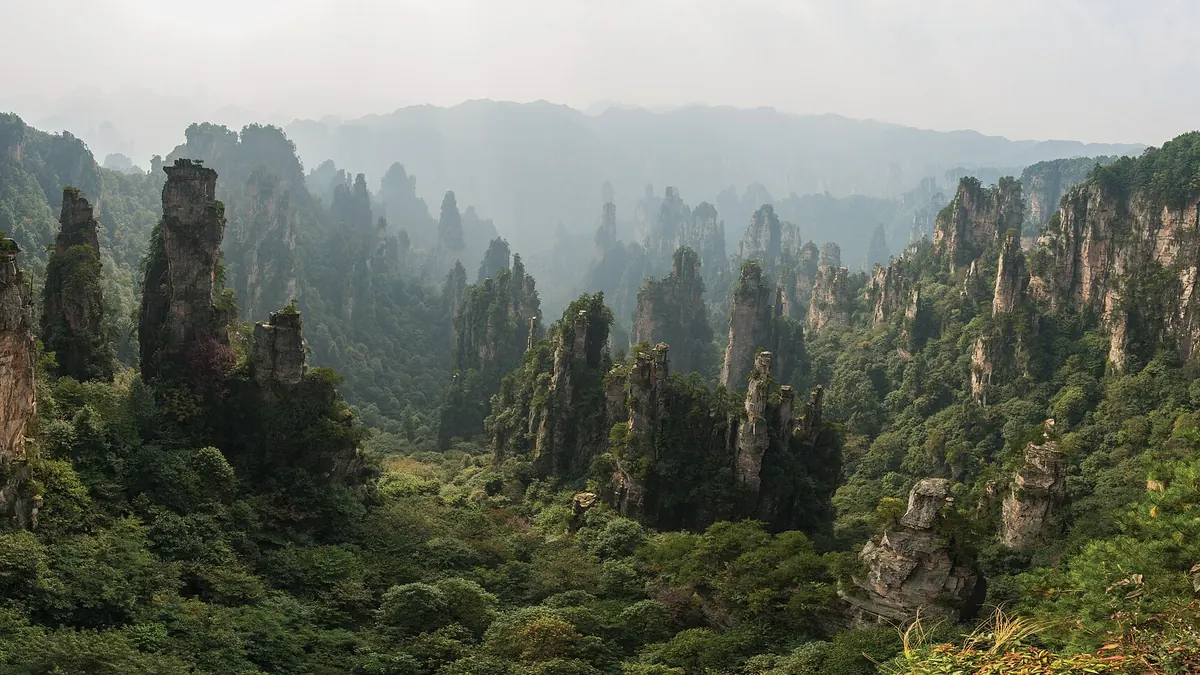 Sandstone pillars from Tianzi Mountain, Wulingyuan